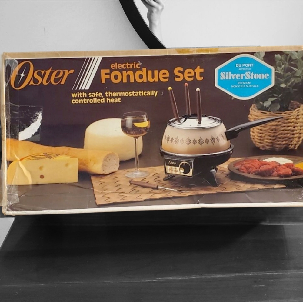 Vintage Oster 681 Electric Fondue Set, Aluminum NIB 1980s Almond Brown